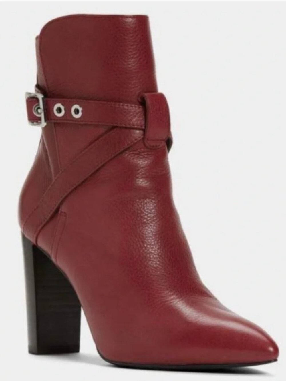 PAIGE Camille Red Leather Booties Ankle Strap Pointed Toe Boots Sz 8.5 $378 NEW